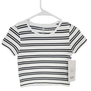 Aura Small S/M White With Black Stripes  NWT